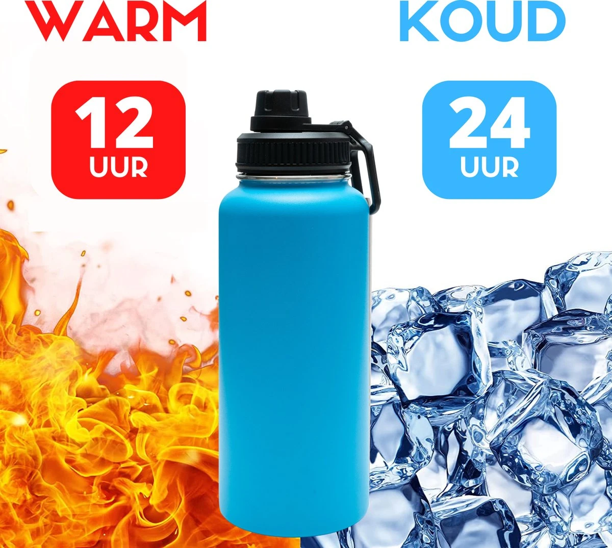 Drinkfles - Aqua Blue - 1 Liter - Extra Dop Met Rietje & Drinktuit - Waterfles Met Rietje - Isoleerfles - BPA Vrij - Lekvrij 8 Drinkfles - Aqua Blue - 1 Liter - Extra Dop Met Rietje & Drinktuit - Waterfles Met Rietje - Isoleerfles - BPA Vrij - Lekvrij - Afbeelding 6
