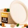 BEELEEVE [50-Pack] Wegwerp Ronde Bagasse Papieren Platen - Sterk, Composteerbaar, Milieuvriendelijk, Suikerriet Vezel - Heavy Duty, Biologisch Afbreekbaar, Duurzaam, BBQ, Picknick, Keuken, Natuurlijk Bruin (23cm-9in) -Aigostar winkel 1200x1097 1