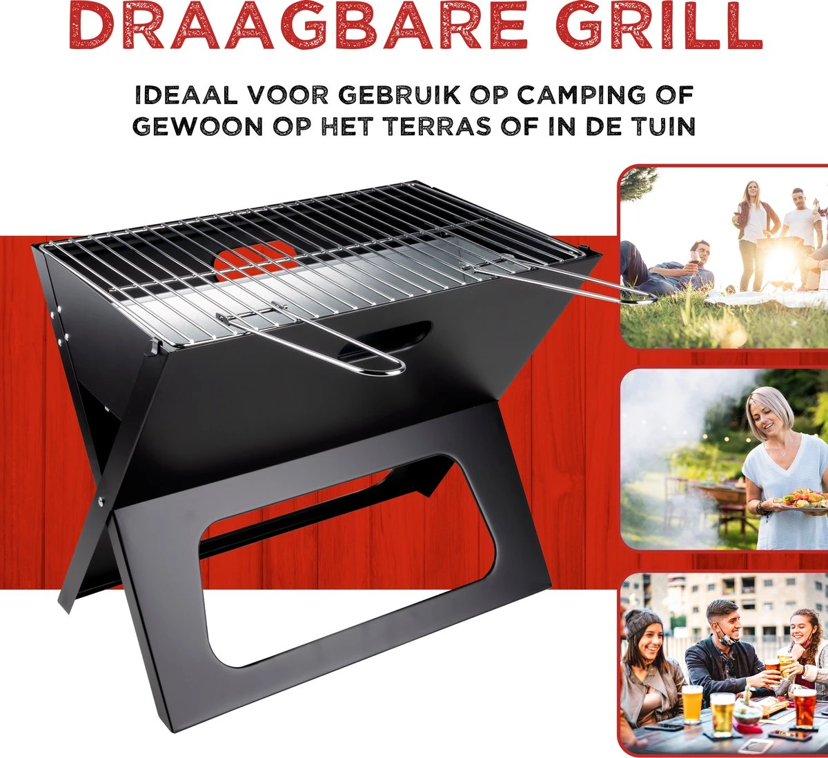 BBQ Collection Barbecue - BBQ - Draagbaar - Opvouwbaar - Losse Vuurschaal En Grillrooster - Zwart 5 BBQ Collection Barbecue - BBQ - Draagbaar - Opvouwbaar - Losse Vuurschaal En Grillrooster - Zwart - Afbeelding 3
