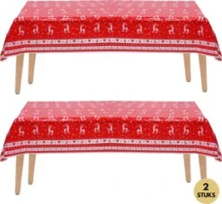 Pazzo Festa - Wegwerp Tafelkleed - 2 Stuks - Kerst - Rood Wit - Vlek & Geurvrij - Party's -