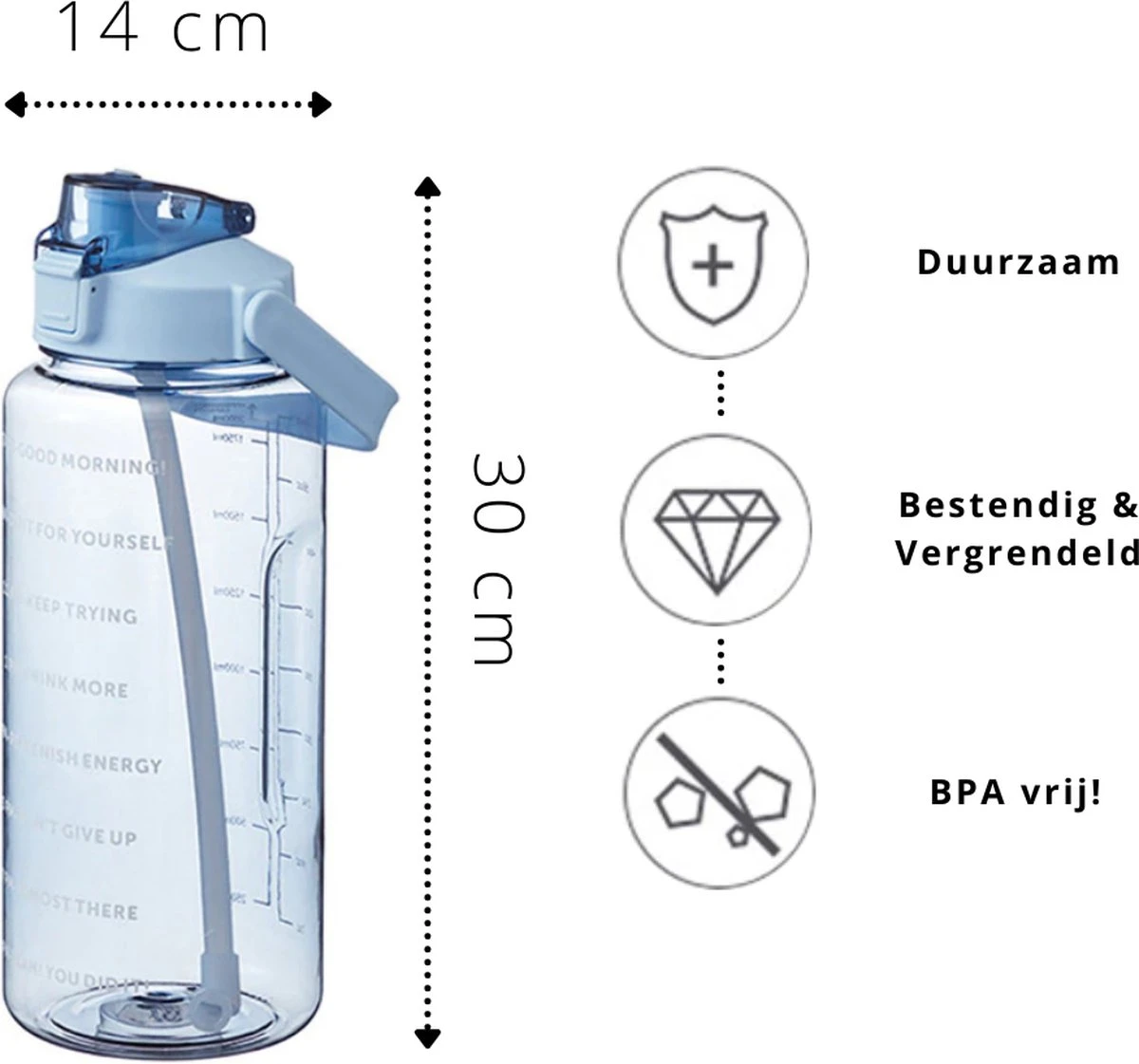 Merkloos Waterfles - Drinkfles - Bidon - Waterfles Met Tijdmarkeringen - Motivatie Waterfles - Waterfles & Drinkfles & Bidon 2 Liter - Drinkfles & Waterfles Met Rietje - Drinkfles Kinderen & Volwassenen - Grote Waterfles | Zwart, 2 Liter 4 Merkloos Waterfles - Drinkfles - Bidon - Waterfles Met Tijdmarkeringen - Motivatie Waterfles - Waterfles & Drinkfles & Bidon 2 Liter - Drinkfles & Waterfles Met Rietje - Drinkfles Kinderen & Volwassenen - Grote Waterfles | Zwart, 2 Liter - Afbeelding 2