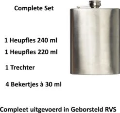 Lupine 2x Heupfles - Zakflacon - Platvink - Veldfles - RVS - 4 Bekertjes & Trechter -Aigostar winkel 1200x1131