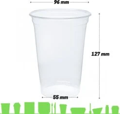 Merkloos Composteerbare Wegwerpbeker Met Dome Deksel Met Gat Voor Frisdrank En Smoothies | 400 Ml | Ø 96 Mm | PLA | 50 Stuks -Aigostar winkel 1200x1136 1