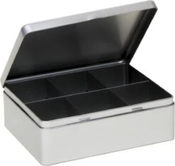 Merkloos Zilveren 6-vaks Theedoos/theekist 20 Cm - Keuken Accessoires - Theezakjes Houder Bewaarblik