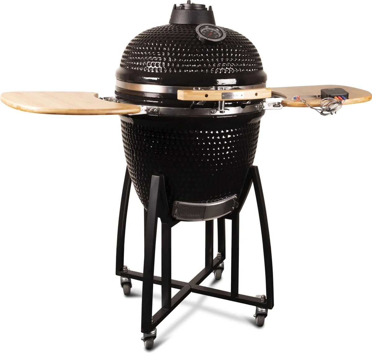 Patton - Kamado 21" - Premium Black - Keramische Barbecue - Incl. Bluetooth Kerntemperatuurmeter - LED Verlichting - Large - Compleet - Zwart 16 Patton - Kamado 21" - Premium Black - Keramische Barbecue - Incl. Bluetooth Kerntemperatuurmeter - LED Verlichting - Large - Compleet - Zwart - Afbeelding 14
