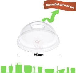 Merkloos Composteerbare Wegwerpbeker Met Dome Deksel Met Gat Voor Frisdrank En Smoothies | 400 Ml | Ø 96 Mm | PLA | 50 Stuks -Aigostar winkel 1200x1144 2