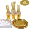 Goud Verjaardag Wegwerp Servies Set - Party Servies - Borden En Bekers Feestartikelen - 25 Gasten - Feestservies -Aigostar winkel 1200x1151 2
