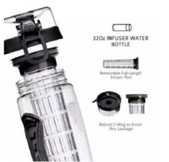 Merkloos Waterfles - Drinkfles - Waterfles Met Fruit Infuser – Zwart - 900ML -Aigostar winkel 1200x1152 3