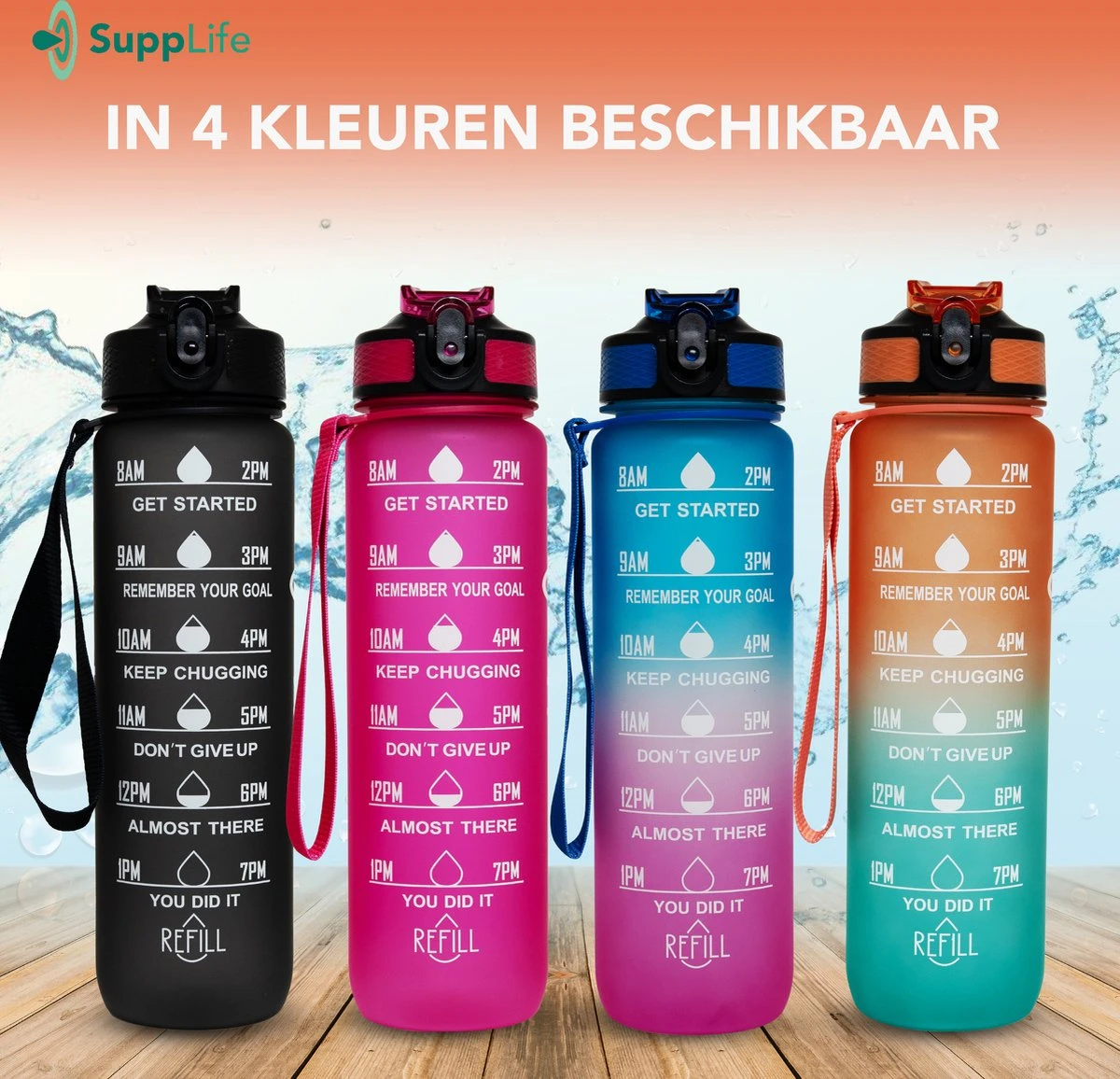 Supplife Motivatie Waterfles - 1 Liter Drinkfles - Waterfles Met Tijdmarkering - Met Rietje - Volwassenen - Kinderen - Cyaan Oranje - Inclusief Schoonmaakborstel 12 Supplife Motivatie Waterfles - 1 Liter Drinkfles - Waterfles Met Tijdmarkering - Met Rietje - Volwassenen - Kinderen - Cyaan Oranje - Inclusief Schoonmaakborstel - Afbeelding 10