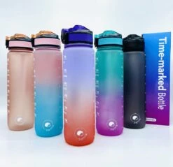 Seniq Motivatie Waterfles - 1 Liter - Drinkfles Met Tijdmarkering - Rietje - Groen Paars -Aigostar winkel 1200x1159 4