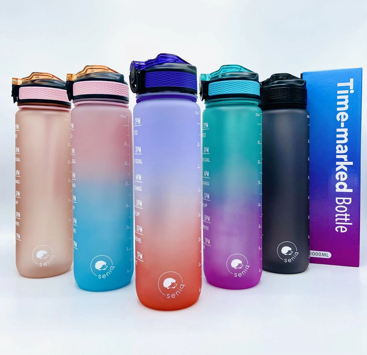Seniq Motivatie Waterfles - 1 Liter - Drinkfles Met Tijdmarkering - Rietje - Roze 12 Seniq Motivatie Waterfles - 1 Liter - Drinkfles Met Tijdmarkering - Rietje - Roze - Afbeelding 10