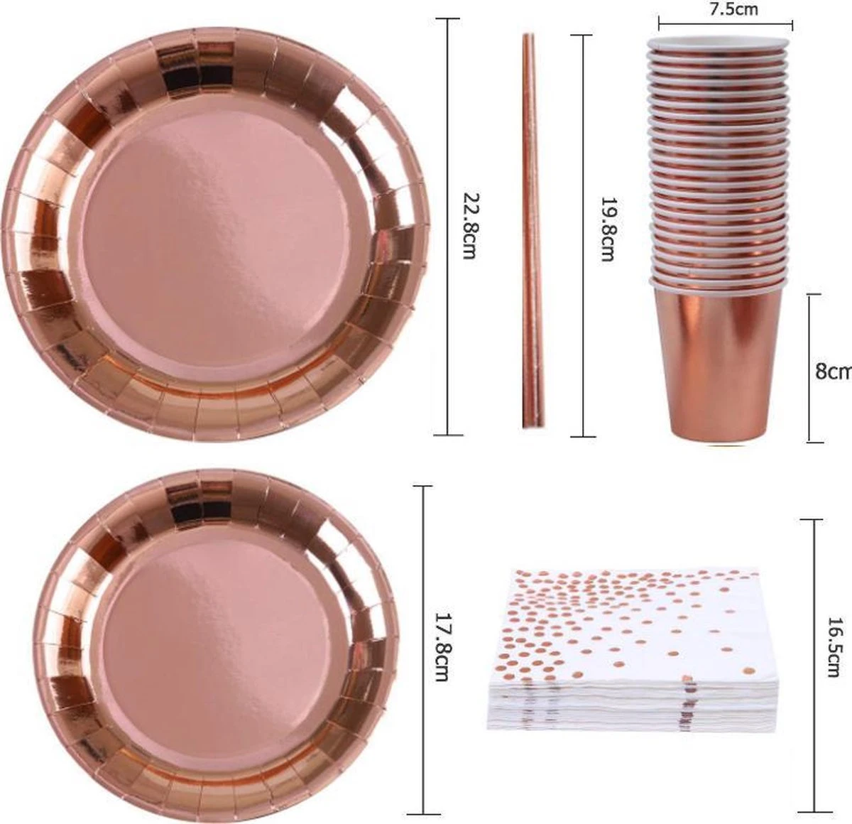 Rose Goud Verjaardag Wegwerp Servies Set - Borden En Bekers Feestartikelen -25 Gasten - Feestservies 4 Rose Goud Verjaardag Wegwerp Servies Set - Borden En Bekers Feestartikelen -25 Gasten - Feestservies - Afbeelding 2