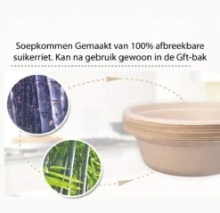 BIO Wegwerp Soepkommen 50 Stuks - Schaaltje Suikerriet 400ml - Natuur 11 BIO Wegwerp Soepkommen 50 Stuks - Schaaltje Suikerriet 400ml - Natuur -Aigostar winkel 1200x1160 3