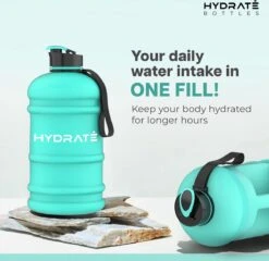 HYDRATE 2,2 Liter Sportfles - Duurzaam En Extra Sterk - BPA Vrij - Ideaal Voor: Sportschool, Dieet, Bodybuilding, Buitensport, Wandelen En Kantoor - Grote Waterfles (Mintgroen) -Aigostar winkel 1200x1164 1