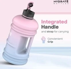 HYDRATE 2,2 Liter Waterfles - Nu Met Easy Drink Cap - Duurzaam En Extra Sterk - BPA Vrij - Ideaal Voor: Sportschool, Dieet, Bodybuilding, Buitensporten, Wandelen En Kantoor, Suikerspin -Aigostar winkel 1200x1164 11