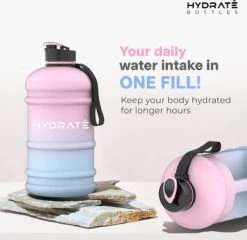 HYDRATE 2,2 Liter Waterfles - Nu Met Easy Drink Cap - Duurzaam En Extra Sterk - BPA Vrij - Ideaal Voor: Sportschool, Dieet, Bodybuilding, Buitensporten, Wandelen En Kantoor, Suikerspin -Aigostar winkel 1200x1164 12