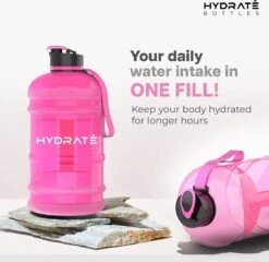 HYDRATE 2,2 Liter Waterfles - Nu Met Easy Drink Cap - Duurzaam En Extra Sterk - BPA Vrij - Ideaal Voor: Sportschool, Dieet, Bodybuilding, Buitensporten, Wandelen En Kantoor, Transparant Roze 12 HYDRATE 2,2 Liter Waterfles - Nu Met Easy Drink Cap - Duurzaam En Extra Sterk - BPA Vrij - Ideaal Voor: Sportschool, Dieet, Bodybuilding, Buitensporten, Wandelen En Kantoor, Transparant Roze -Aigostar winkel 1200x1164 5