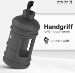HYDRATE 2,2 Liter Waterfles - Nu Met Easy Drink Cap - Duurzaam En Extra Sterk - BPA Vrij - Ideaal Voor: Sportschool, Dieet, Bodybuilding, Buitensporten, Wandelen En Kantoor, Mat Zwart -Aigostar winkel 1200x1164 8