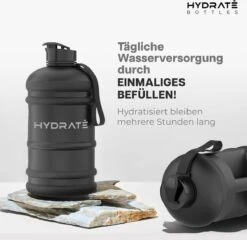 HYDRATE 2,2 Liter Waterfles - Nu Met Easy Drink Cap - Duurzaam En Extra Sterk - BPA Vrij - Ideaal Voor: Sportschool, Dieet, Bodybuilding, Buitensporten, Wandelen En Kantoor, Mat Zwart -Aigostar winkel 1200x1164 9
