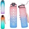 Merkloos Vision Licht Roze-Blauwe Waterfles Met Tijdmarkeringen | 1 Liter | Sport Waterfles | Drinkfles Met Rietje | Lekvrije Sportfles | Tritan Waterfles | BPA Vrij | Voor Sport, Fietsen, Kamperen, School, Sportschool | Tijdmarkering -Aigostar winkel 1200x1169