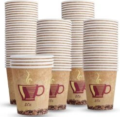 Kartonnen Beker 200ml -8 Oz - 100 Stuks- Recyclable Wegwerp Papieren Bekers - Coffee Cups