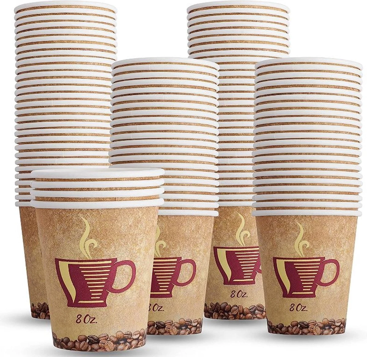 Kartonnen Beker 200ml -8 Oz - 100 Stuks- Recyclable Wegwerp Papieren Bekers - Coffee Cups 3 Kartonnen Beker 200ml -8 Oz - 100 Stuks- Recyclable Wegwerp Papieren Bekers - Coffee Cups