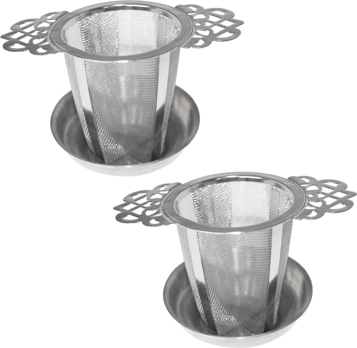 Merkloos ARELO Theezeef Met Uitlekschaaltje - RVS - 2 Stuks 3 Merkloos ARELO Theezeef Met Uitlekschaaltje - RVS - 2 Stuks
