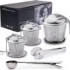 TeaLux 5-Delig RVS Theefilters Set Met Maatlepel En Lekbakjes En Knijper - Theezeef Voor Losse Thee En Kruiden - Tea InfuserStrainer Giftset - Verse Thee FilterZeef Cadeau Pakket - Kruidenbuiltje Ei Met Onderzetters - Geschenkset -Aigostar winkel 1200x1171