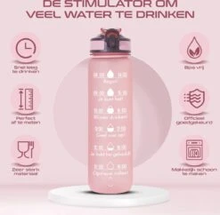 Gluxury Luxe Motivatie Waterfles - Nederlandse Tekst - Drinkfles Met Rietje - 1 Liter Drinkfles - Waterfles Met Tijdmarkering - Inc E-book -Aigostar winkel 1200x1174 7