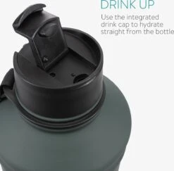 Navaris Waterfles Van Roestvrij Staal - Drinkfles - 2L - Extra Grote Roestvrijstalen Fles Met Drinkdop - Ideaal Tijdens Het Sporten - BPA-vrij -Aigostar winkel 1200x1179