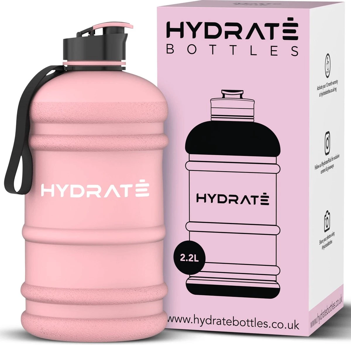 HYDRATE 2,2 Liter Sportfles - Duurzaam En Extra Sterk - BPA Vrij - Ideaal Voor: Sportschool, Dieet, Bodybuilding, Buitensport, Wandelen En Kantoor - Grote Waterfles (Mat Roze) 3 HYDRATE 2,2 Liter Sportfles - Duurzaam En Extra Sterk - BPA Vrij - Ideaal Voor: Sportschool, Dieet, Bodybuilding, Buitensport, Wandelen En Kantoor - Grote Waterfles (Mat Roze)