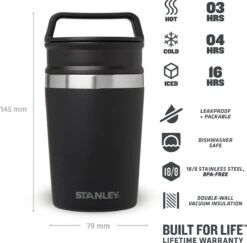 Stanley The Shortstack Travel Thermosbeker - 230 Ml - RVS/Mat Zwart 19 Stanley The Shortstack Travel Thermosbeker - 230 Ml - RVS/Mat Zwart -Aigostar winkel 1200x1181