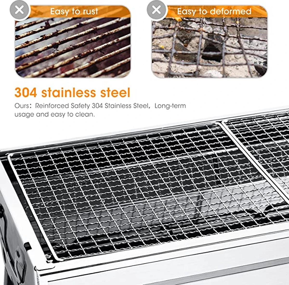 Uten - Houtskoolbarbecue - Opvouwbare Barbecue - Houtskoolbarbecues - Draagbare Camping Barbecue - 430 Roestvrij Staal Grill BBQ - 5-10 Persoon Tuin Buitenfeest - Zilver 8 Uten - Houtskoolbarbecue - Opvouwbare Barbecue - Houtskoolbarbecues - Draagbare Camping Barbecue - 430 Roestvrij Staal Grill BBQ - 5-10 Persoon Tuin Buitenfeest - Zilver - Afbeelding 6