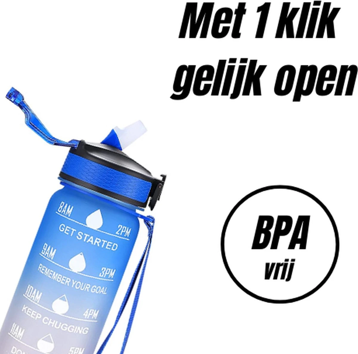 Merkloos Motivatie Waterfles - 1 Liter Fles - Waterfles Met Tijdmarkeringen - Inclusief Accessoires 4 Merkloos Motivatie Waterfles - 1 Liter Fles - Waterfles Met Tijdmarkeringen - Inclusief Accessoires - Afbeelding 2