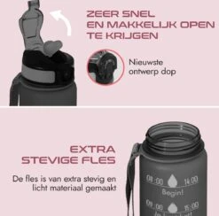 Gluxury Luxe Motivatie Waterfles - Nederlandse Tekst - Drinkfles Met Rietje - 1 Liter Drinkfles - Waterfles Met Tijdmarkering - Inc E-book - Zwart -Aigostar winkel 1200x1186 4