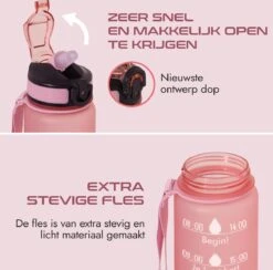 Gluxury Luxe Motivatie Waterfles - Nederlandse Tekst - Drinkfles Met Rietje - 1 Liter Drinkfles - Waterfles Met Tijdmarkering - Inc E-book -Aigostar winkel 1200x1186 5