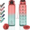 Lekro Waterfles Met Tijdmarkeringen - Motiverende Drinkfles Met Fruitfilter En Shake Bal/Shaker - 1 Liter - BPA Vrij - Roze/Blauw 1 Lekro Waterfles Met Tijdmarkeringen - Motiverende Drinkfles Met Fruitfilter En Shake Bal/Shaker - 1 Liter - BPA Vrij - Roze/Blauw -Aigostar winkel 1200x1192