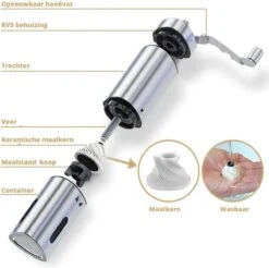 Comes In Handy - Koffiemolen Handmatig - Keramische Kern - Roestvrijstaal - Instelbare Maalgraad -Aigostar winkel 1200x1193 5