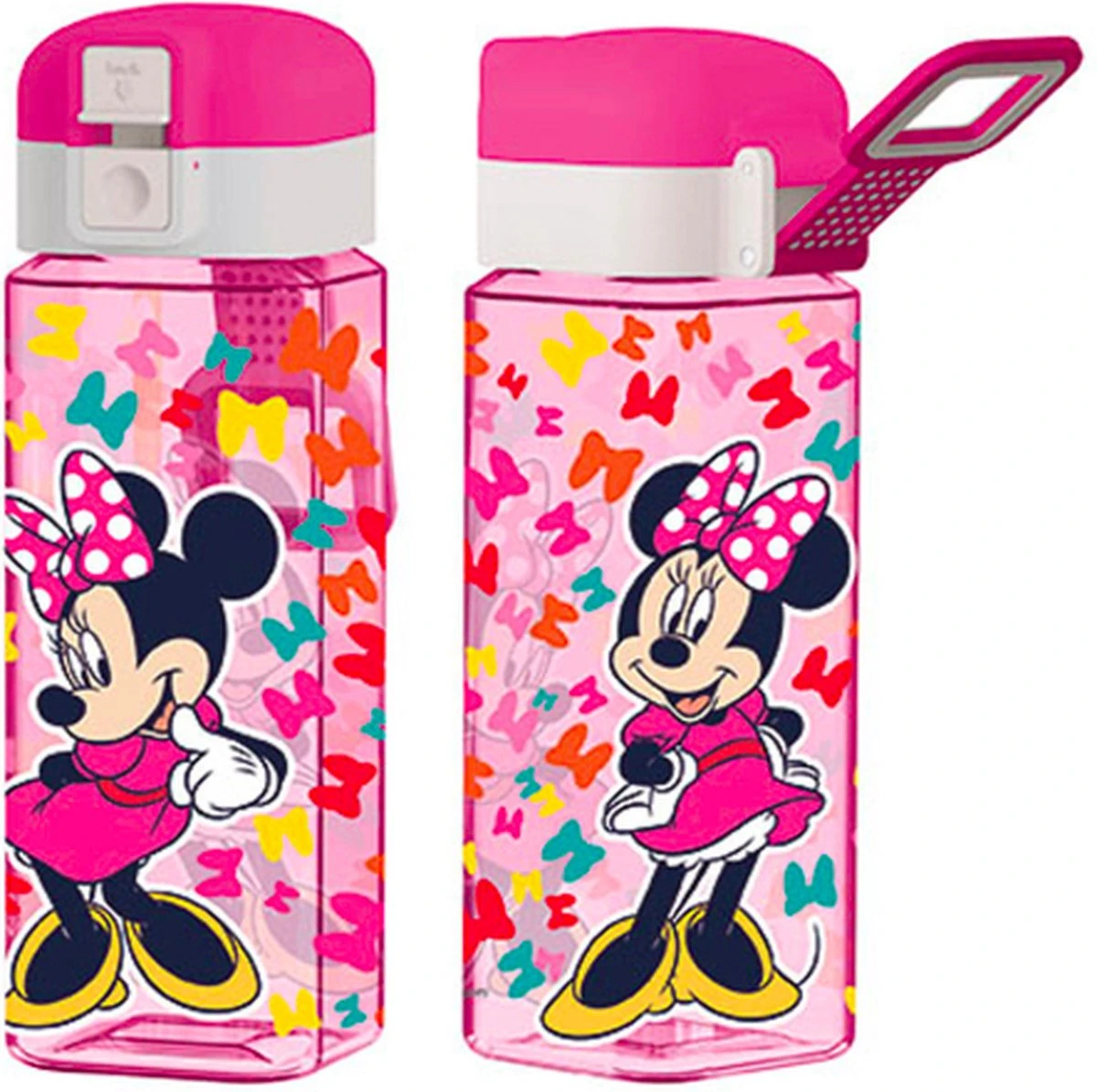 Star Minnie Mouse 3 Vak Broodtrommel + Grote Tritan Vierkante Drinkfles Met Slot 550ml 4 Star Minnie Mouse 3 Vak Broodtrommel + Grote Tritan Vierkante Drinkfles Met Slot 550ml - Afbeelding 2