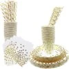 Wegwerp Servies Set 25 Personen - Borden En Bekers Feestartikelen - 25 Gasten – Wit Goud - Feestservies -Aigostar winkel 1200x1198 14