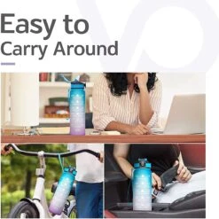 Merkloos Vision Vel Blauw-Roze Waterfles Met Tijdmarkeringen | 1 Liter | Sport Waterfles | Drinkfles Met Rietje | Lekvrije Sportfles | Tritan Waterfles | BPA Vrij | Voor Sport, Fietsen, Kamperen, School, Sportschool | Tijdmarkering -Aigostar winkel 1200x1199 10