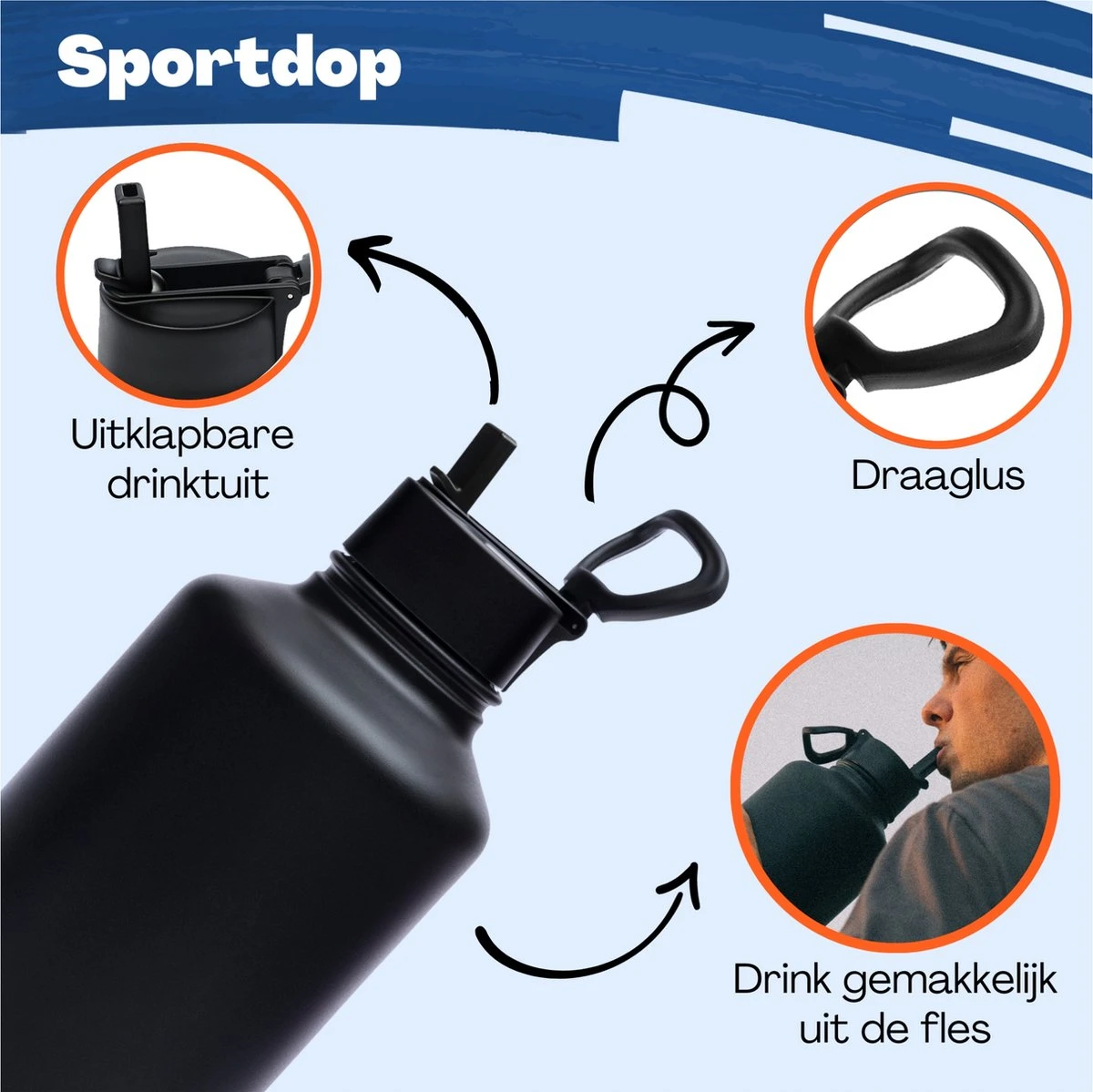 Drinkfles 2 Liter Met Rietje Waterjug Volwassenen - Complete Set - RVS 2L - 24uur Koud/12 Uur Warm - Zwart 9 Drinkfles 2 Liter Met Rietje Waterjug Volwassenen - Complete Set - RVS 2L - 24uur Koud/12 Uur Warm - Zwart - Afbeelding 7
