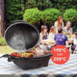 KitchenBrothers Elektrische BBQ - Met Grillplaat - Anti-aanbaklaag - Incl. Plank/Houders - Grilloppervlak 46,5x33,8cm - Tot 300°C - 2400W - Zwart -Aigostar winkel 1200x1200 1004