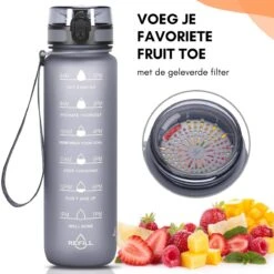 LaCardia Motivatie Waterfles Grijs - 1 Liter Drinkfles - Waterfles Met Tijdmarkering - Grijs 14 LaCardia Motivatie Waterfles Grijs - 1 Liter Drinkfles - Waterfles Met Tijdmarkering - Grijs -Aigostar winkel 1200x1200 105