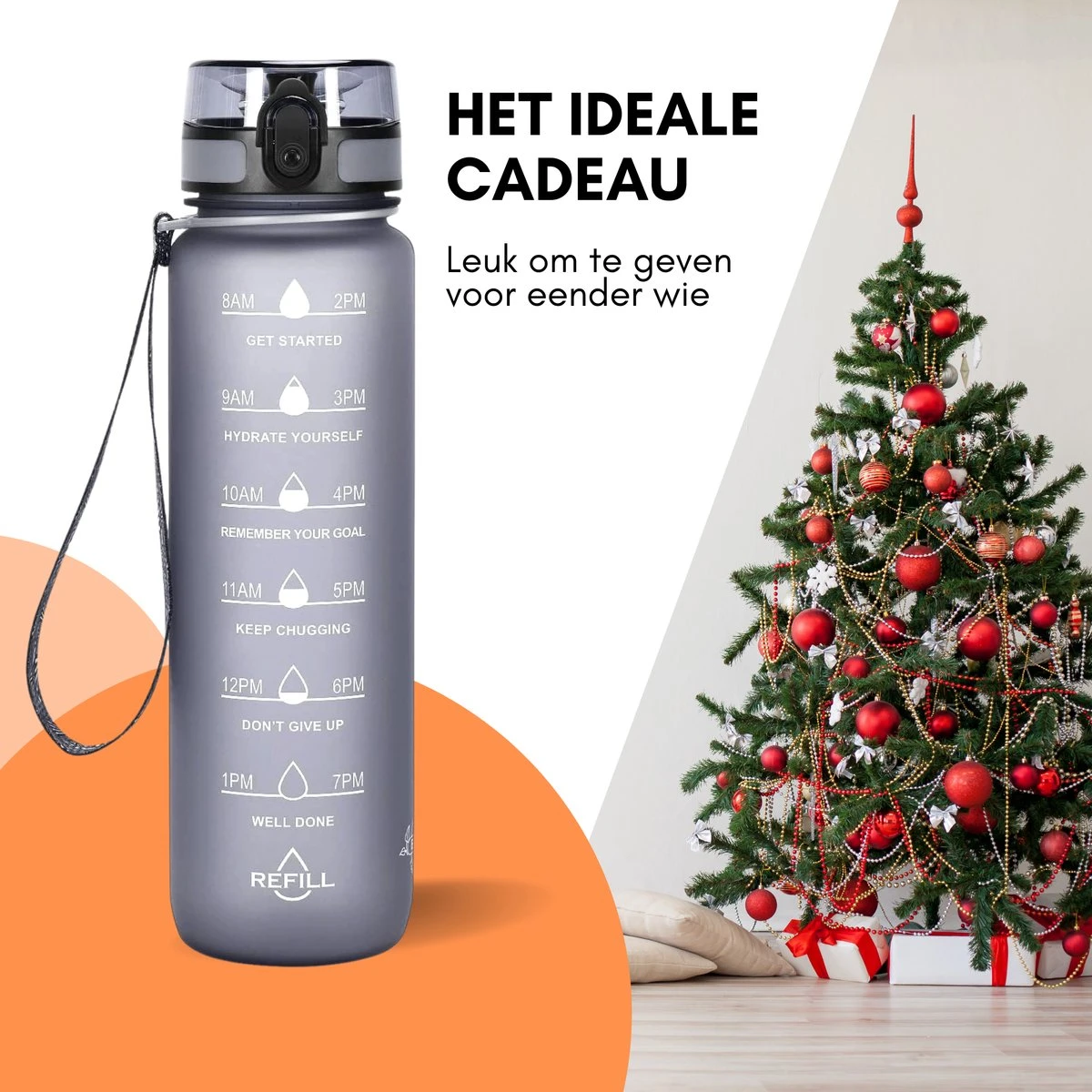LaCardia Motivatie Waterfles Grijs - 1 Liter Drinkfles - Waterfles Met Tijdmarkering - Grijs 8 LaCardia Motivatie Waterfles Grijs - 1 Liter Drinkfles - Waterfles Met Tijdmarkering - Grijs - Afbeelding 6