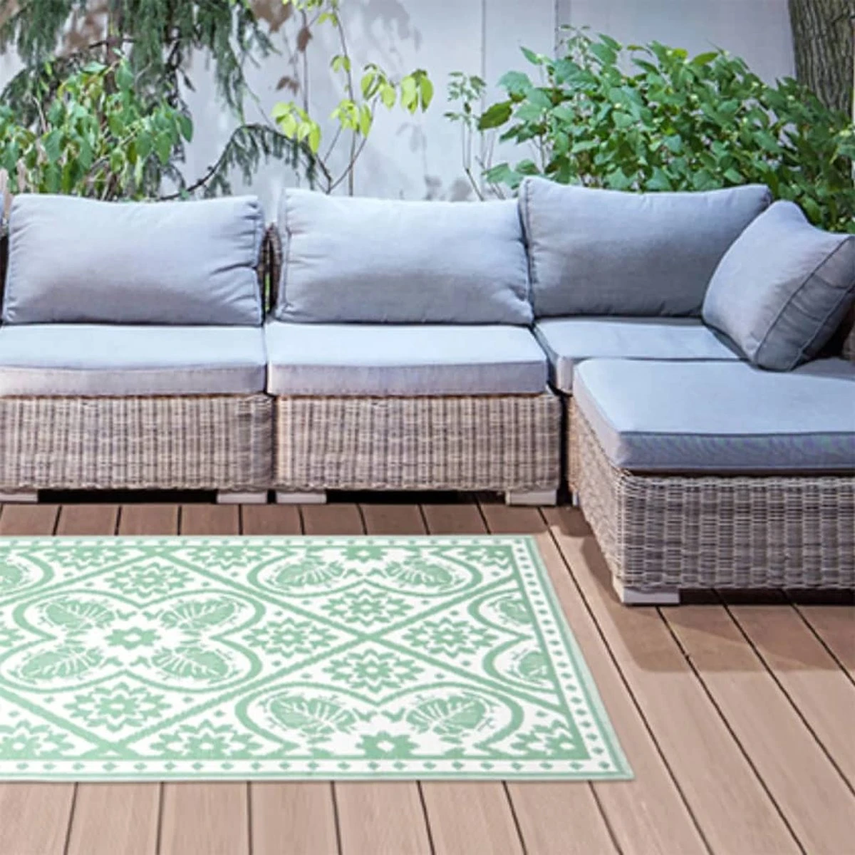 Esschert Design Buitenkleed 182x122 Cm Groen En Wit 3 Esschert Design Buitenkleed 182x122 Cm Groen En Wit