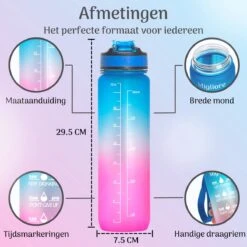 Migliore Drinkfles – Luxe Drinkfles Met Rietje – Waterfles 1 Liter – Water Bottle – Motivatie Waterfles Met Tijdmarkeringen, Ook In 600 Ml En 2 Liter 12 Migliore Drinkfles – Luxe Drinkfles Met Rietje – Waterfles 1 Liter – Water Bottle – Motivatie Waterfles Met Tijdmarkeringen, Ook In 600 Ml En 2 Liter -Aigostar winkel 1200x1200 13