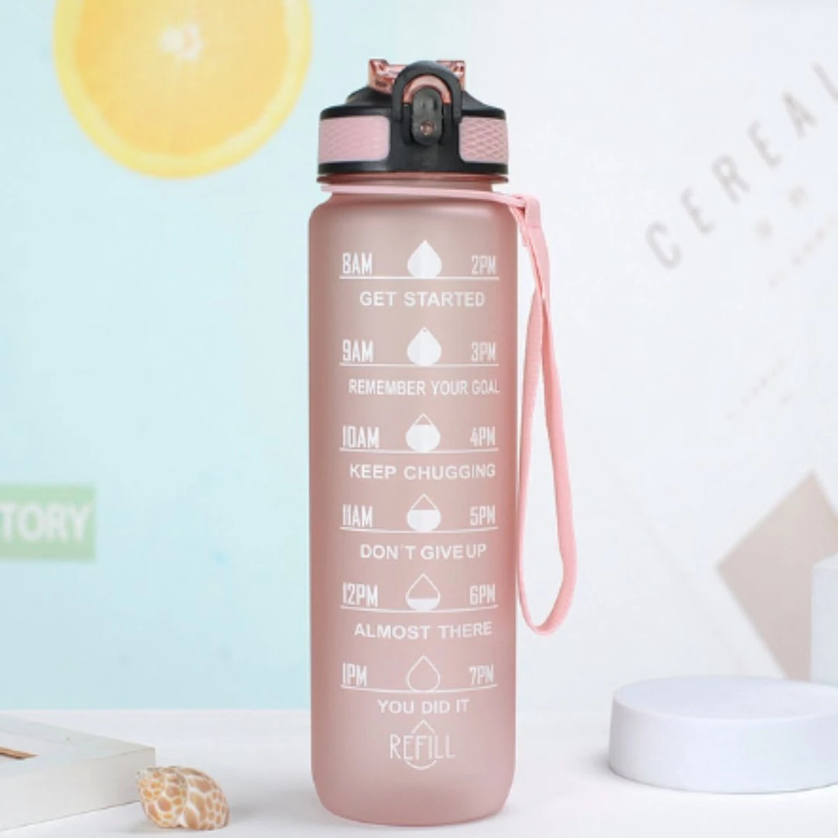 Merkloos Motivatie Drinkfles - Waterfles Met Tijdmarkering - Met Siliconen Rietje - Lichroze - 1 Liter - Tijdmarkeringen - BPA Vrij - Handige Drinktuit - Bidon - Water Drinken - Volwassenen En Kinderen - Cadeau - Valentijnsdag - Sportfles - Fitness 7 Merkloos Motivatie Drinkfles - Waterfles Met Tijdmarkering - Met Siliconen Rietje - Lichroze - 1 Liter - Tijdmarkeringen - BPA Vrij - Handige Drinktuit - Bidon - Water Drinken - Volwassenen En Kinderen - Cadeau - Valentijnsdag - Sportfles - Fitness - Afbeelding 5