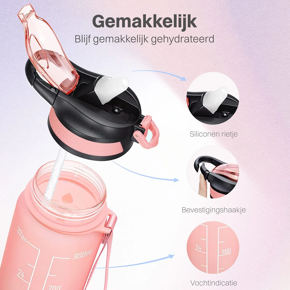Innovaland Motivatie Waterfles Roze - 1 Liter Drinkfles - Waterfles Met Rietje - Waterfles Met Tijdmarkering - BPA Vrij - Volwassenen - Kinderen - Vaderdag Cadeau - Geschenk - Cadeau Voor Man - Vrouw - Sinterklaas Cadeautjes - Mannen - Vrouwen 4 Innovaland Motivatie Waterfles Roze - 1 Liter Drinkfles - Waterfles Met Rietje - Waterfles Met Tijdmarkering - BPA Vrij - Volwassenen - Kinderen - Vaderdag Cadeau - Geschenk - Cadeau Voor Man - Vrouw - Sinterklaas Cadeautjes - Mannen - Vrouwen - Afbeelding 2