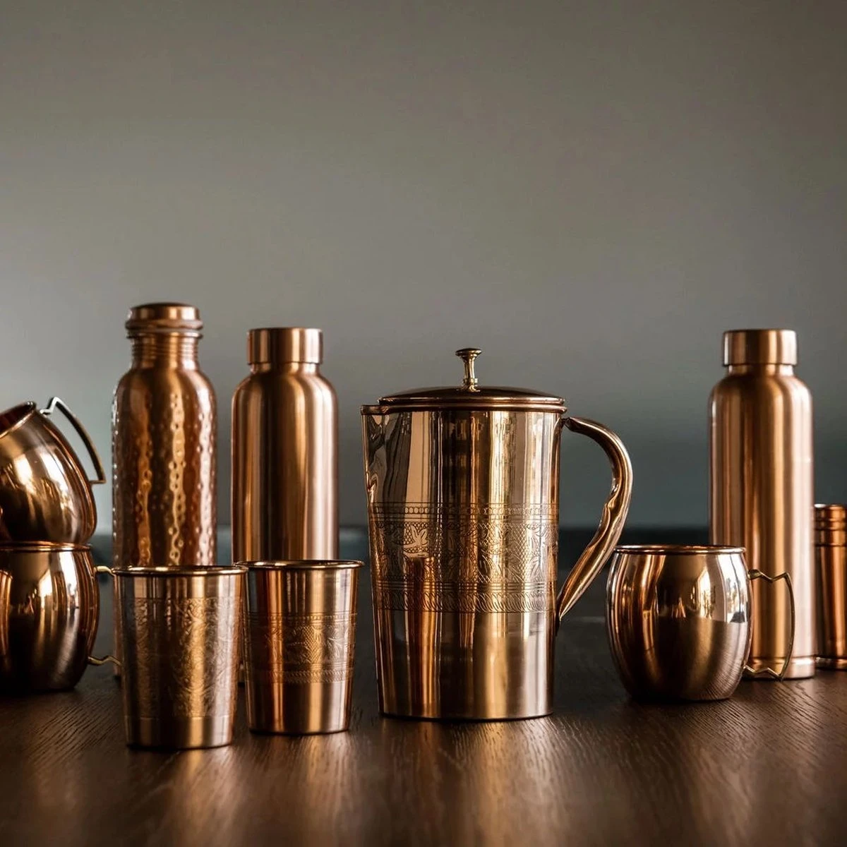 Puur Koperen Waterfles Glad - 1 Liter 6 Puur Koperen Waterfles Glad - 1 Liter - Afbeelding 4